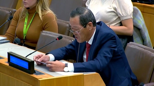 Ambassadeur de Corée du Nord auprès de l'ONU, Kim Song. (Capture d'écran de l'UN Web TV. Revente et archivage interdits) 
