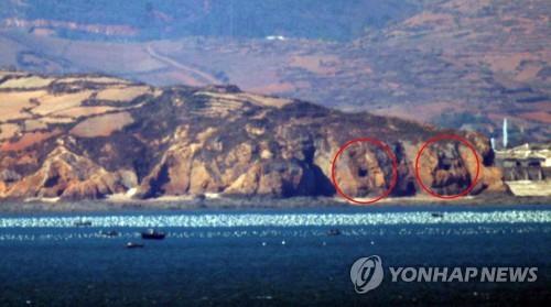 南北敵対行為中止で閉鎖の北側砲門　１カ所開いたまま＝韓国当局　　　