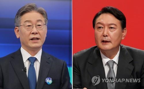 韓国大統領選候補支持率　与党の李氏３４．６％・野党の尹氏４４．４％