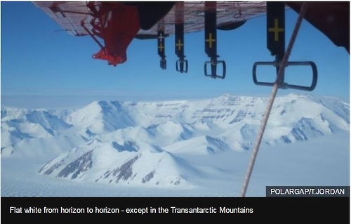 남극대륙 중력 정보 등을 수집하는 비행기 [BBC 홈페이지 캡처]