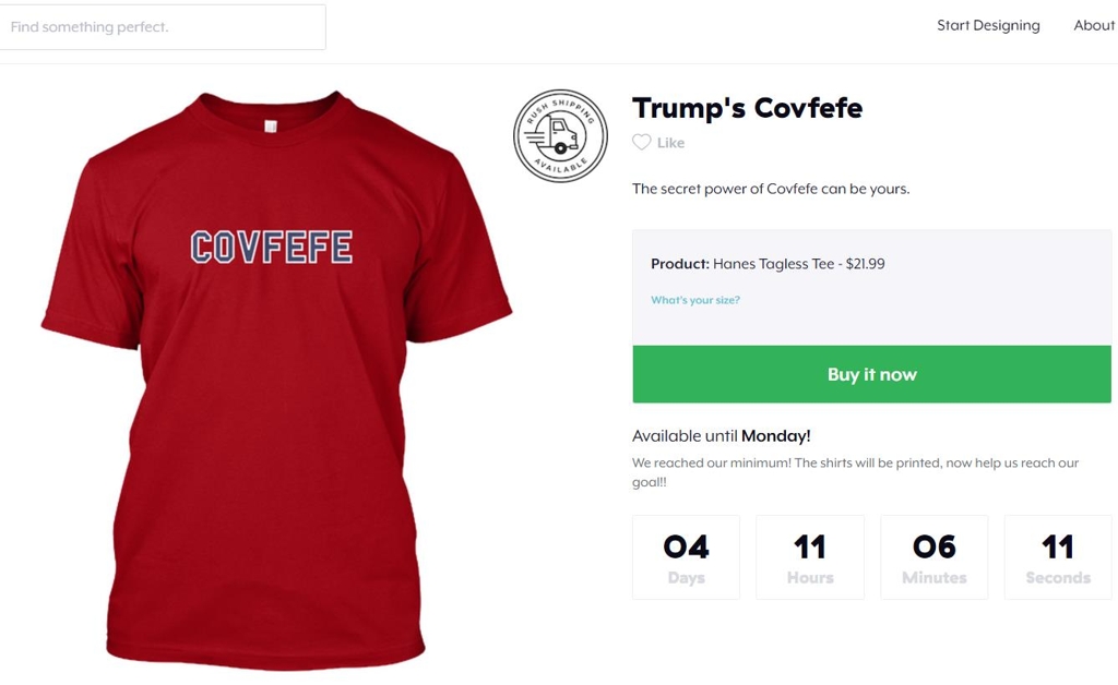 트럼프 티셔츠 판매 광고 [인터넷 갈무리] 