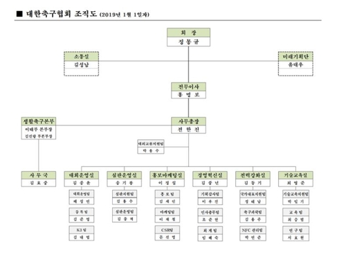 대한축구협회 조직개편…"대표팀과 기술 부문 강화"