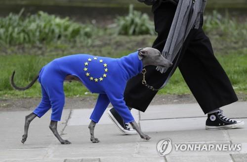 반려견과 함께한 한 참가자[AP=연합뉴스]