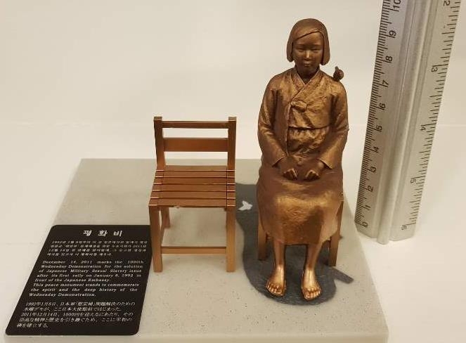 라벤스브뤼크 강제수용소 기념관에 전시됐던 작은 소녀상과 같은 형태의 소녀상 [베를린=연합뉴스] 
