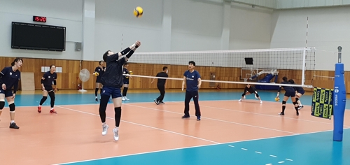 훈련하는 한국 여자배구대표팀