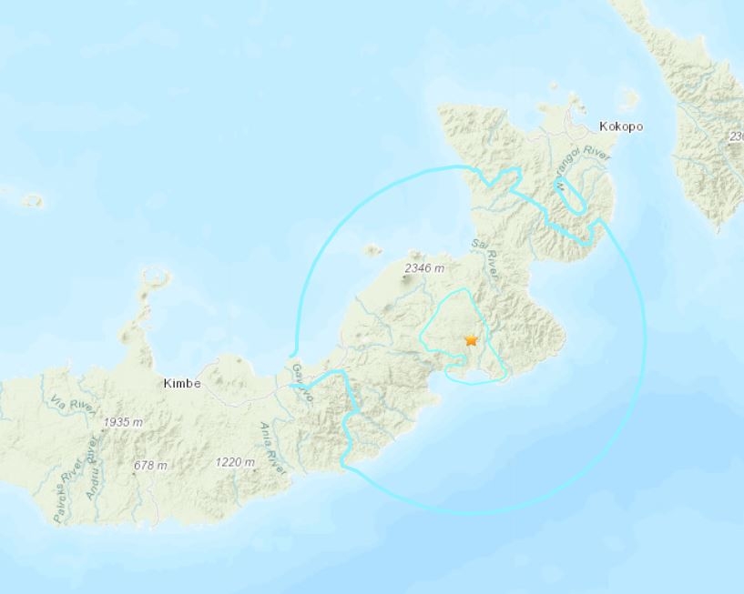 남태평양 파푸아뉴기니섬의 지진 발생 지역