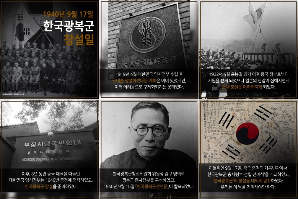 한국광복군 창설 80년 알리는 카드 뉴스