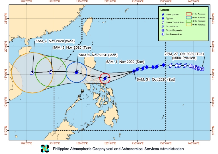 필리핀 북부로 향하는 강력한 태풍 '고니'