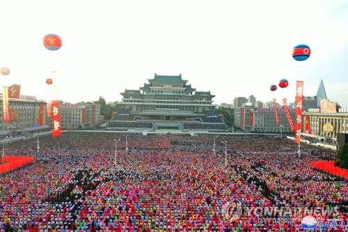 지난 10월 북한 조선노동당 창건 75주년 경축 대회가 열린 김일성광장 모습. [국내에서만 사용 가능. 재배포 금지]