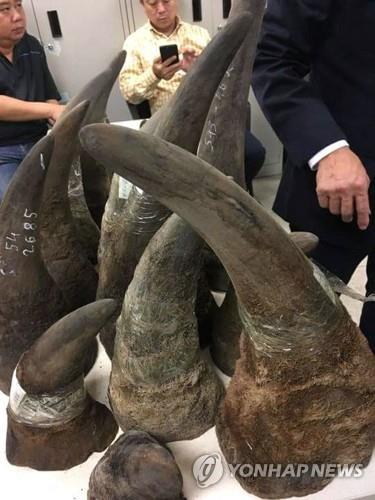 지난 2017년 밀반입 도중 하노이 세관에 압수된 코뿔소 뿔