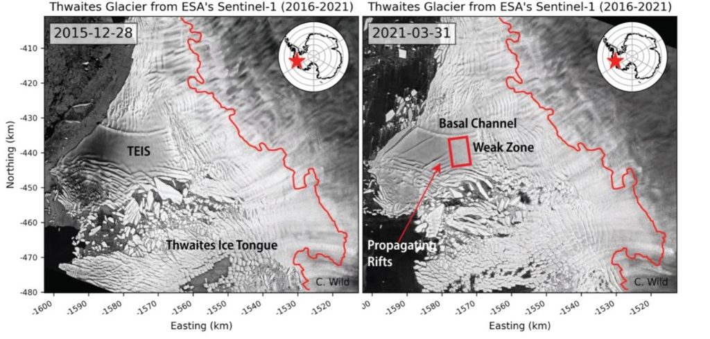 스웨이츠 빙하 위성사진 