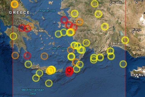그리스 크레타섬 인근에 규모 5.4 지진
