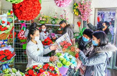 신년 앞둔 평양의 꽃집