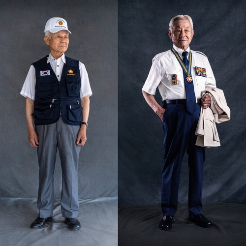 기존 단체복(좌)과 새 단체복을 입은 장근식 6·25참전유공자회 부회장 