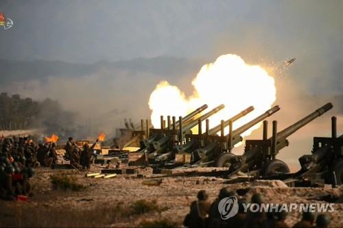 북한 포병부대 훈련 장면