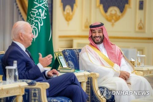 조 바이든 미국 대통령과 회담하는 무함마드 빈 살만 사우디 왕세자