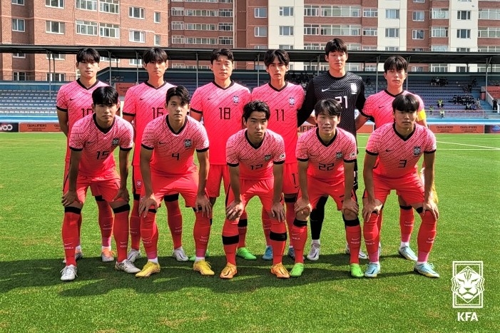 9월 열린 AFC U-20 아시안컵 예선 경기 때의 한국 대표팀.