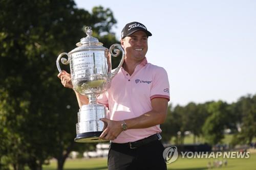 작년 PGA 챔피언십 우승자 저스틴 토머스.