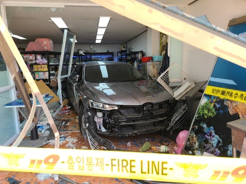 상가로 돌진한 승용차