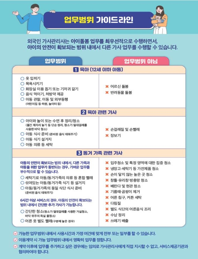 필리핀 가사관리사 업무범위 가이드라인