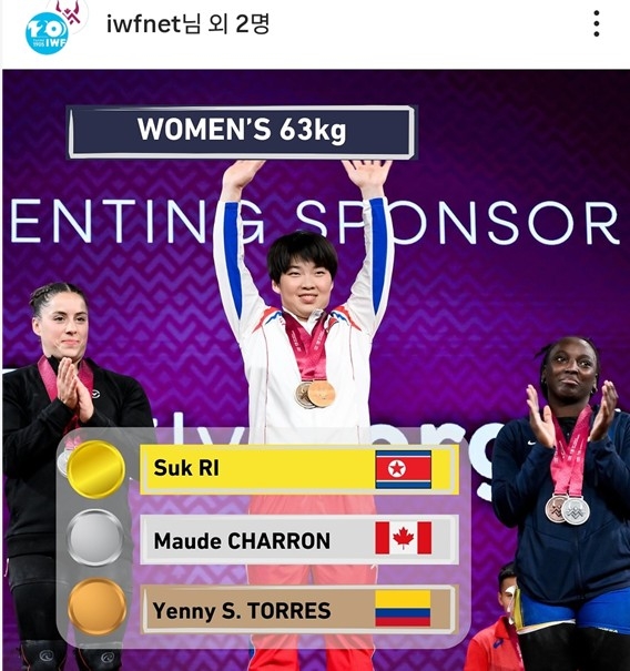 리숙, 세계기록으로 세계역도 女63㎏급 우승…북한 4일 연속 금