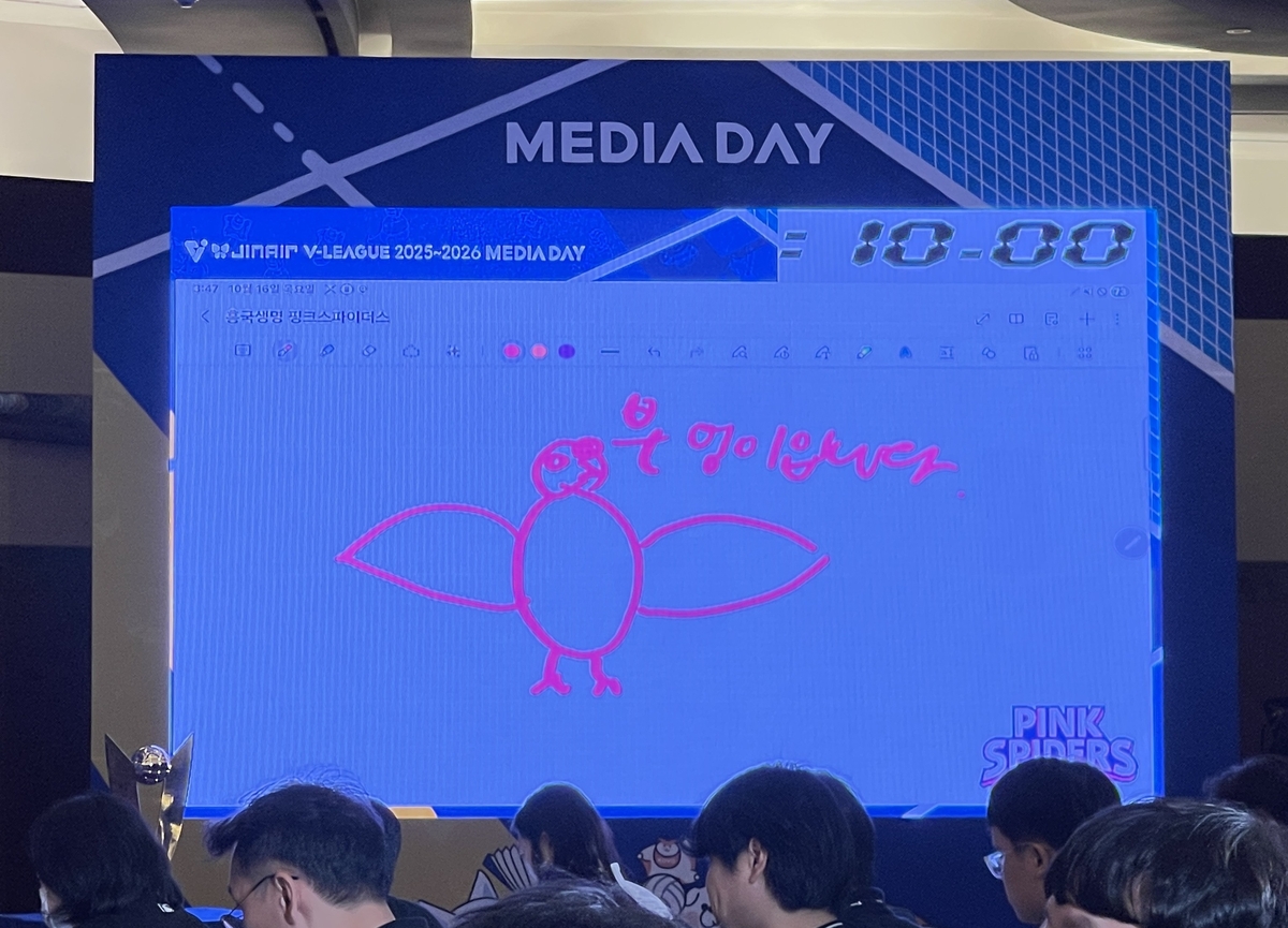 흥국생명 요시하라 도모코 감독을 묘사한 부엉이