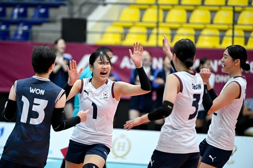 한국 U-16 여자배구 대표팀 선수들
