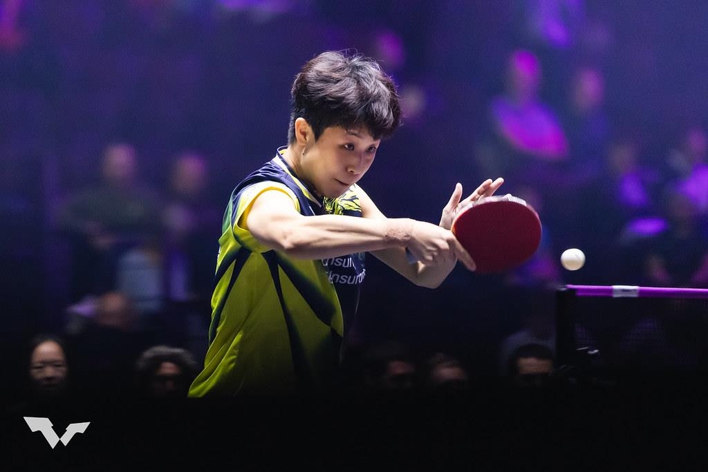 WTT 시리즈에 나선 주천희의 경기 장면