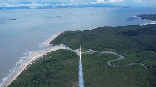 En la imagen, proporcionada por Innospace, se muestra el despegue del HANBIT-TLV, el 19 de marzo de 2023 (hora local), desde el Centro Espacial de Alcántara, en el norte de Brasil. (Prohibida su reventa y archivo)