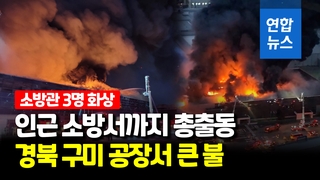 [영상] 경북 구미 공장서 큰불…장비 40여 대·인력 110여 명 투입