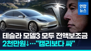  미국 테슬라 모델3 전차종 보조금 전액 혜택…최대 2천만원 '뚝'