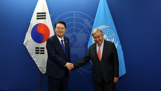 尹大統領「北の挑発防ぐため持続的協力を期待」　国連事務総長と会談（９月２０日）