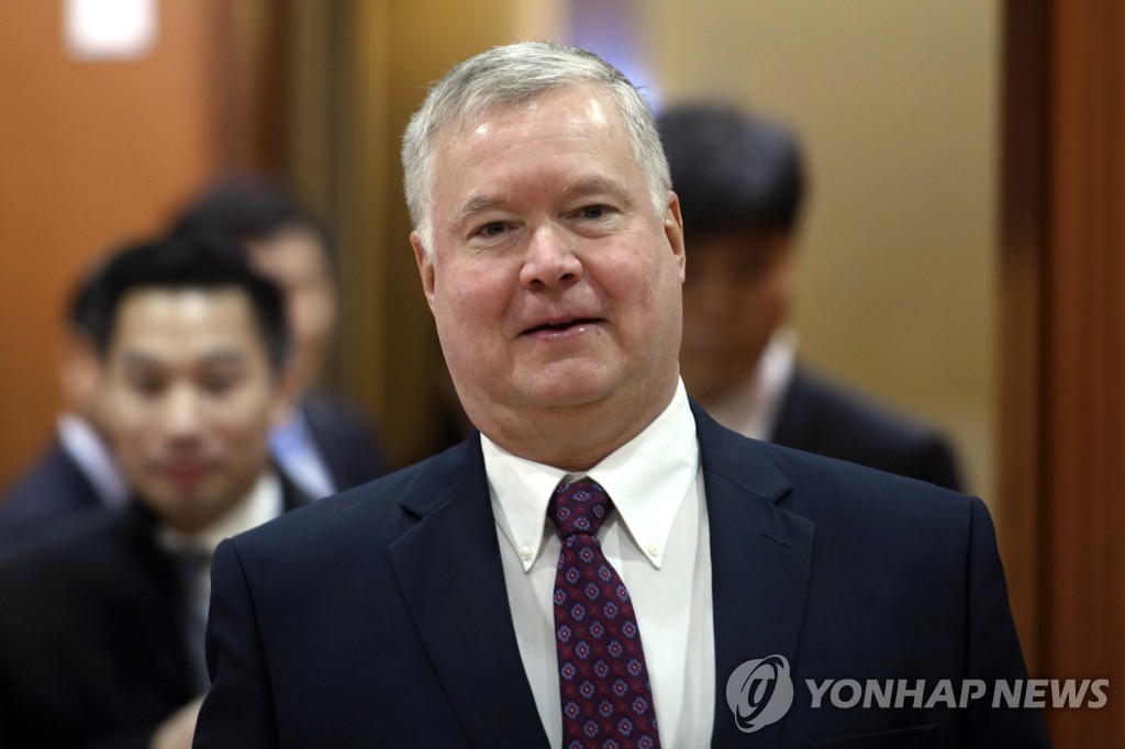 This pool photo published by the AP shows U.S. Deputy Secretary of State Stephen Biegun at the foreign ministry in Seoul on Dec. 16, 2019. (Yonhap)