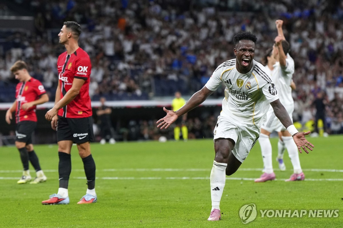 비니시우스 2경기 연속골…레알 마드리드, 라리가 '개막 3연승'