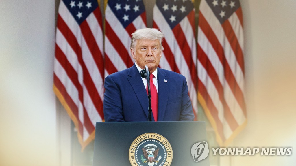 An image of U.S. President Donald Trump in a photo provided by Yonhap News TV (PHOTO NOT FOR SALE) (Yonhap)