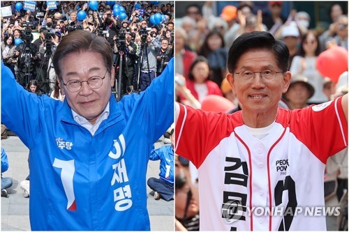 (LEAD) Lee, Kim in final sprint in Seoul on eve of Election Day