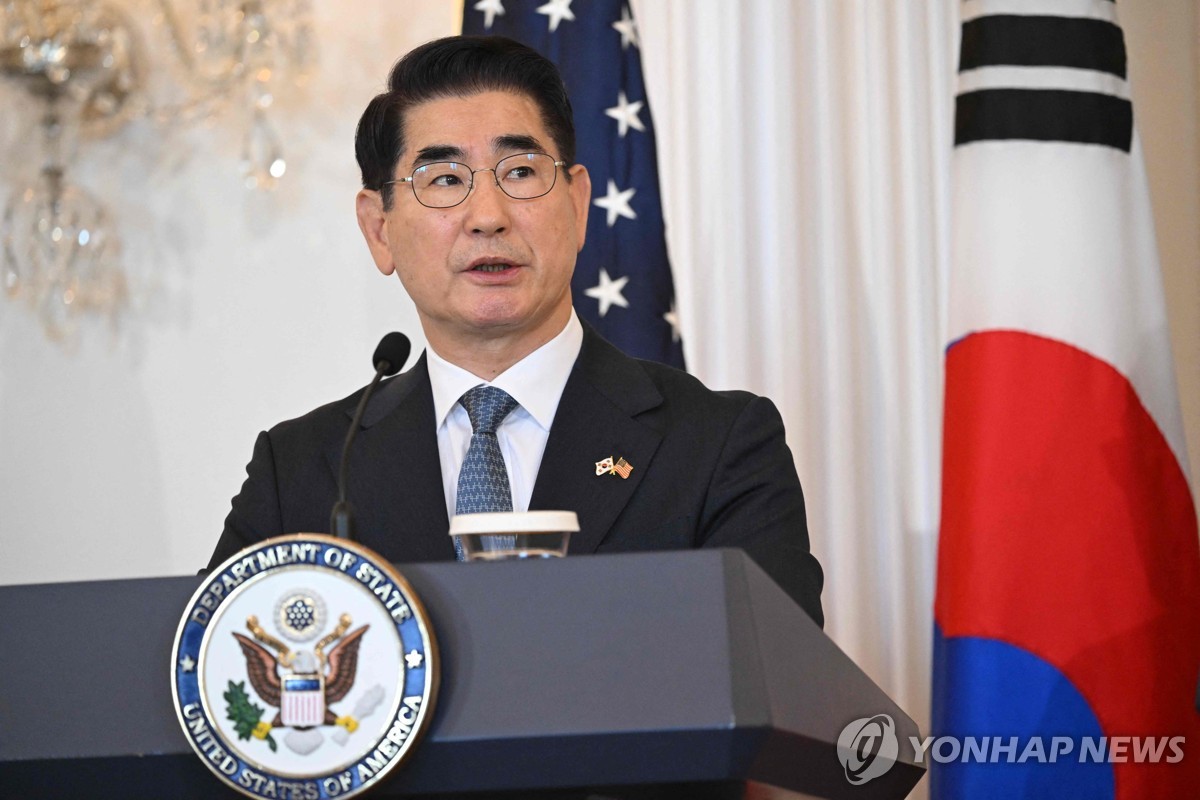 El ministro de Defensa de Corea del Sur, Kim Yong-hyun, habla durante una conferencia de prensa en el Departamento de Estado en Washington el 31 de octubre de 2024, en esta fotografía publicada por la AFP. (Yonhap)