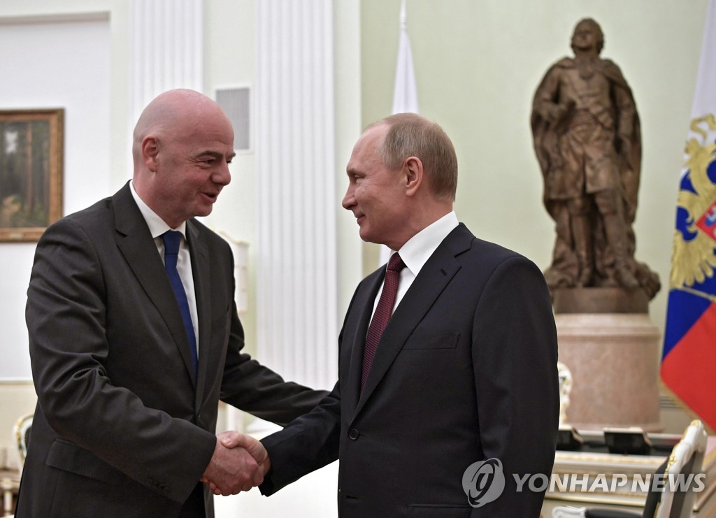 2019년 2월 푸틴 만난 인판티노 FIFA 회장