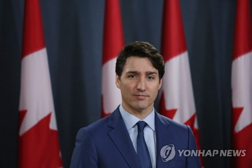 쥐스탱 트뤼도 캐나다 총리의 지난해 3월 모습 
