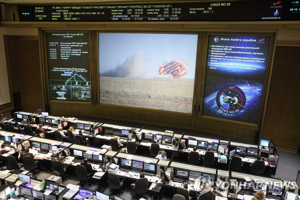 Live broadcast of Soyuz MS-22 spacecraft landing