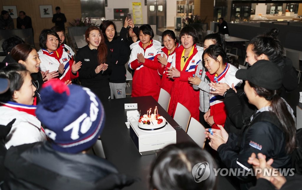 北朝鮮選手の誕生日パーティー
