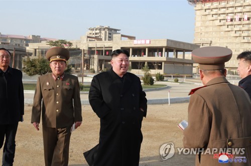 N.K. leader inspects construction site of key coastal tourist zone