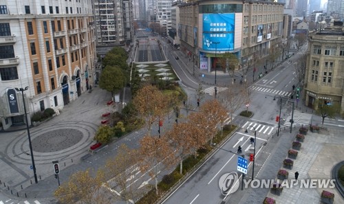 인적 끊긴 중국 우한 시내