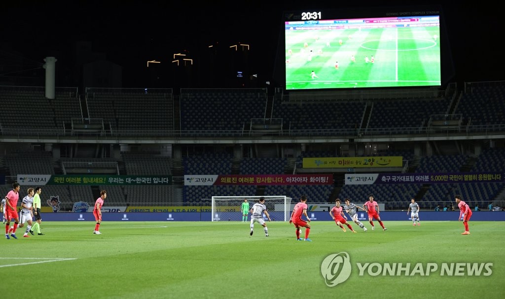 축구 국가대표팀-올림픽대표팀 친선전 무관중 경기 | 연합뉴스