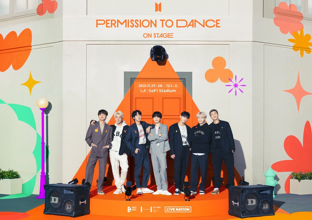 Le groupe de K-pop Bangtan Boys (BTS) donnera des concerts hors ligne à Los Angeles, «BTS Permission to Dance on Stage- LA», pour la première fois en deux ans, les 27 et 28 novembre ainsi que les 1er et 2 décembre.(Photo fournie par Big Hit Music. Revente et archivage interdits)