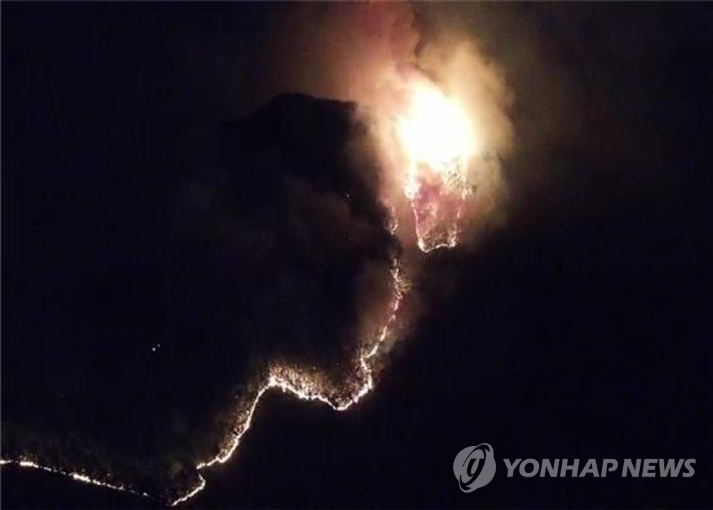 합천 산불 계속, 축구장 280배 크기 타…밤새 확산 저지