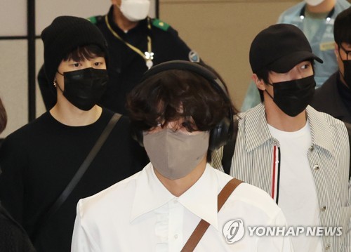 J-Hope of boy band BTS is seen upon arrival at Incheon