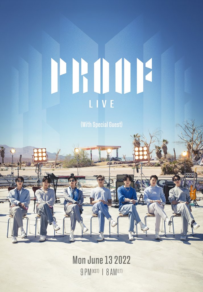 This image provided by Big Hit Music on June 10, 2022, shows a promotional poster for BTS' first anthology album "Proof." (PHOTO NOT FOR SALE) (Yonhap)