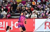 스파이크하는 김연경
