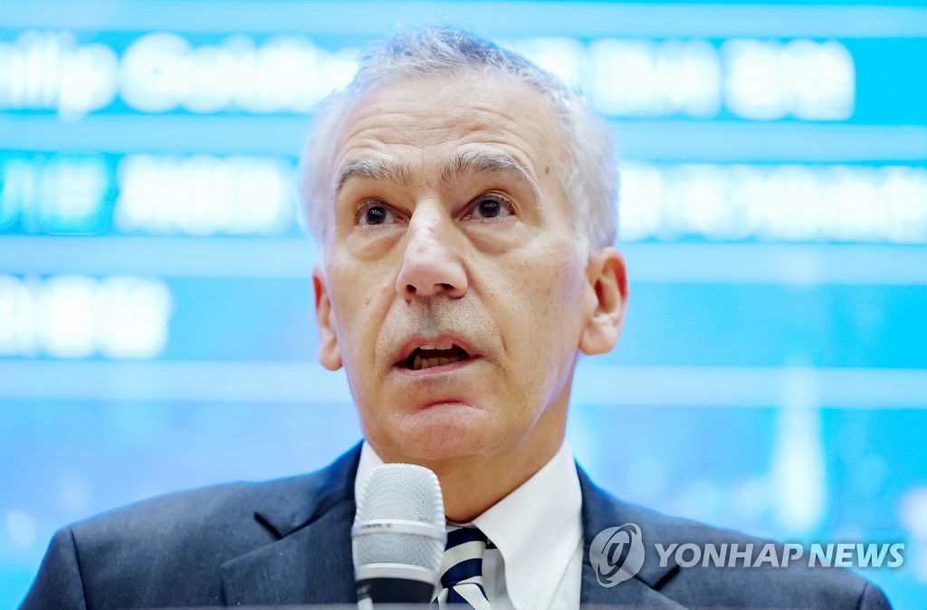 U.S. Ambassador to South Korea Philip Goldberg speaks during a lecture at the Seoul National University on Aug. 29 2022. (Yonhap)